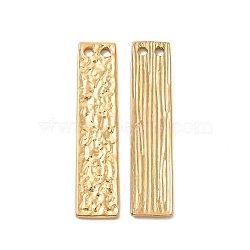 PVD Vacuum Plating 304 Stainless Steel Pendants, Textured Rectangle Charms, Golden, 30x7x1mm, Hole: 2mm(STAS-E189-02G)