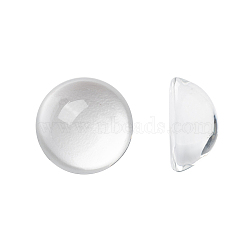 Transparent Half Round Glass Cabochons, Clear, 16~17x7.5~8.5mm(GGLA-R027-16mm)