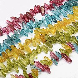 Natural Quartz Crystal Beads Strands, Dyed, Nuggets, Mixed Color, 13~32x5~9x5~8mm, Hole: 1mm, 15.7 inch(40cm)(G-F483-02)
