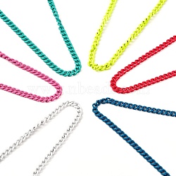 Spray Painted Brass Curb Chain Necklaces, Mixed Color, 17.13 nch(43.5cm)(NJEW-JN03650)