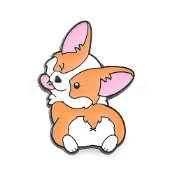 Corgi Enamel Pins, Zinc Alloy Lapel Pin Backs for Backpack Clothes, Sandy Brown, 30x21.5mm(JEWB-S044-03A-EB)