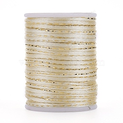 Polyester Cord, with Gold Metallic Cord, Chinese Knotting Cord, PapayaWhip, 1.5mm, about 4.37 yards(4m)/roll(OCOR-G006-01-1.5mm-21)