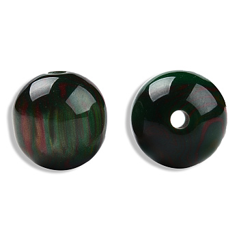 Resin Beads, Imitation Gemstone, Round, Green, 13.5x13mm, Hole: 2~2.3mm