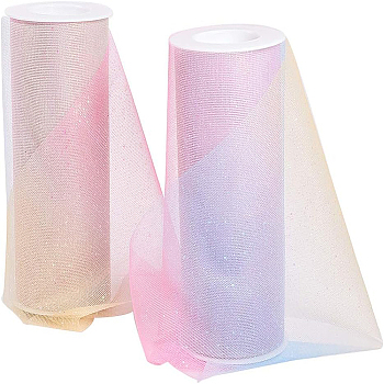 Polyester Deco Mesh Ribbons, Tulle Fabric, Tulle Roll Spool Fabric For Skirt Making, Pink, 15cm, 10yards/roll(9.144m/roll)