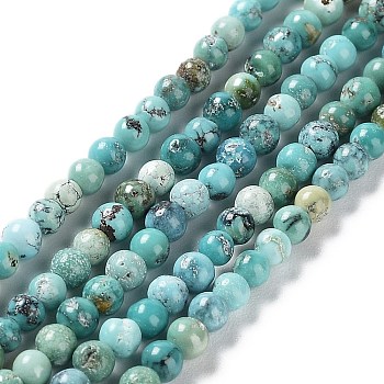 Natural HuBei Turquoise Beads Strands, Round, 2.5~3mm, Hole: 0.5mm, about 155pcs/strand, 15.75''(40cm)
