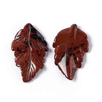 Natural Mahogany Obsidian Pendants, Leaf Charms, 41.5x25~26x5mm, Hole: 0.8mm