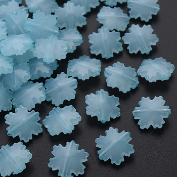 Imitation Jelly Acrylic Beads, Faceted, Snowflake, Light Sky Blue, 15x14x6mm, Hole: 1.6mm, about 970pcs/500g