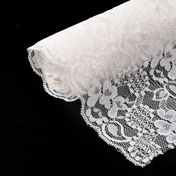 Polyester Lace Trims, Flower Pattern, White, 5-7/8 inch(150mm), about 5.00 Yards(4.57m)/Roll