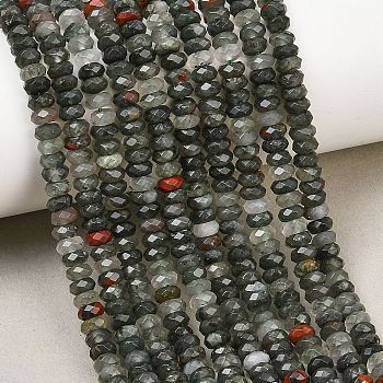 Natural African Bloodstone Beads Strands, Faceted Rondelle, 5x2.5mm, Hole: 0.8~0.9mm, about 145~146pcs/strand, 14.96''(38cm)