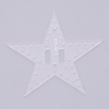 Acrylic Handwork Template, Star, Clear, 62x66x2mm, Hole: 1mm, 2mm and 10x3mm