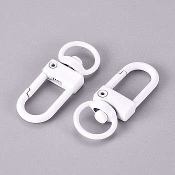 Baking Painted Alloy Swivel Clasps, Swivel Snap Hook, with Iron Findings, White, 33.5x13x5mm, Hole: 6x9.5mm