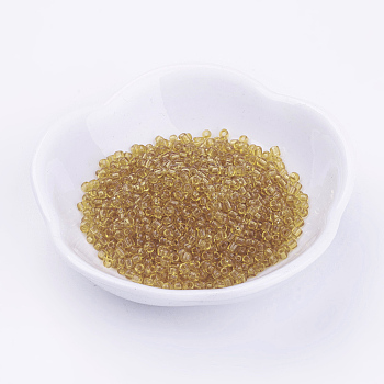 6/0 Glass Seed Beads, Transparent, Round, Pale Goldenrod, 4mm, hole: 1.5mm, about 496pcs/50g