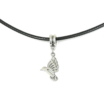 201 Stainless Steel Pigeon Pendant Necklaces, with Imitation Leather Cord, Stainless Steel Color, 17.20 inch(43.7cm)