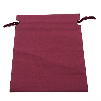 Rectangle Plastic Frosted Drawstring Gift Bags, with Cotton Cord, for Daily Supplies Storage, Cerise, 28.5x20.8x0.15cm