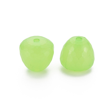Transparent Acrylic Beads, Dyed, Faceted, Teardrop, Light Green, 15x14.5mm, Hole: 2mm, about 243pcs/500g