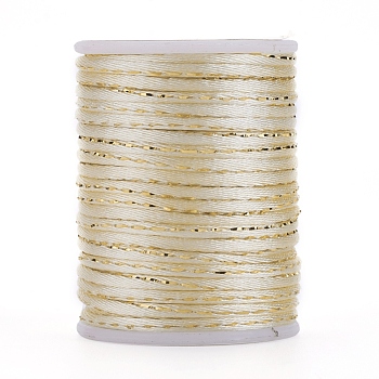 Polyester Cord, with Gold Metallic Cord, Chinese Knotting Cord, PapayaWhip, 1.5mm, about 4.37 yards(4m)/roll