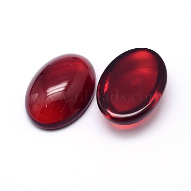 Dark Red Oval Glass Cabochons