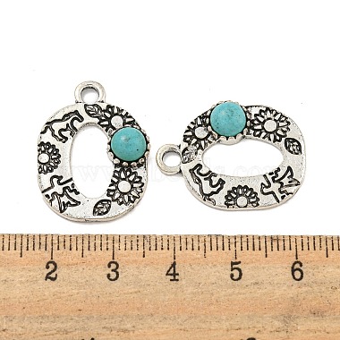 Synthetic Turquoise & Alloy Pendants(PALLOY-H146-01AS-O)-3