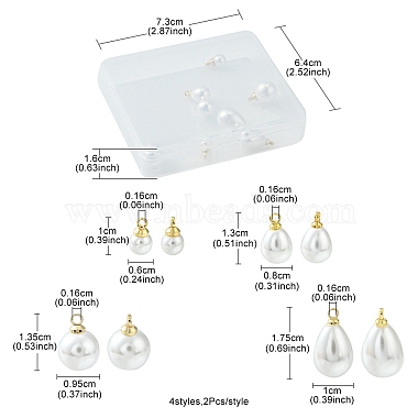 8pcs 4 styles de breloques imitation perles en plastique ABS(KK-YW0001-54)-4
