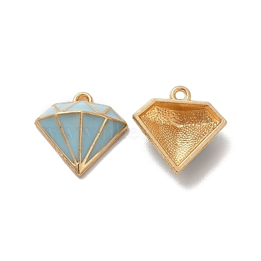 Light Gold Aqua Diamond Alloy+Enamel Pendants