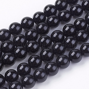 6mm Black Round Tourmaline Beads