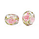 Flower Printed Transparent Acrylic Rondelle Beads(TACR-S160-01-D04)-3