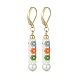 Glass Seed Braided Column with Flower Dangle Leverback Earrings(EJEW-MZ00055)-1
