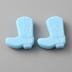 Silicone Beads, Boot, Light Sky Blue, 26x23x8mm, Hole: 2mm(SIL-WH0001-51B)