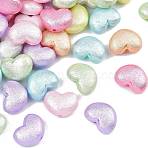 Textured Opaque ABS Imitation Pearl Beads, Heart, Mixed Color, 15~16x21~21.5x10.5mm, Hole: 2.5mm, about 242pcs/500g(MACR-K361-14)