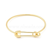 Brass Safety Pin Shape Bangle for Women, Golden, Inner Diameter: 2x2-1/2 inch(5.2x6.3cm)(BJEW-E060-01G)
