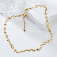 Simple Alloy Heart Link Chain Necklaces for Women, Light Gold, 16.02~16.26 inch(40.7~41.3cm)(NJEW-K384-05KCG)