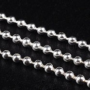 Iron Ball Bead Chains, Soldered, Silver Color Plated, with Spool, Bead: about 1.5mm in diameter, about 328.08 Feet(100m)/roll(CHB001Y-S)