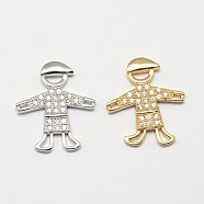 Boy Brass Micro Pave Grade AAA Cubic Zirconia Links, Cadmium Free & Nickel Free & Lead Free, Mixed Color, 18x16x2mm, Hole: 2x3mm(ZIRC-O022-26-NR)
