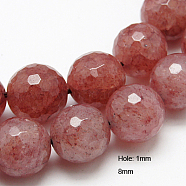 Natural Strawberry Quartz Beads Strands, Faceted, Round, 8mm, Hole: 1mm(G-G213-8mm-18)