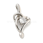 304 Stainless Steel Cubic Zirconia Pendants, Heart Charm, Stainless Steel Color, 27.5x13x5mm, Hole: 4.5x3mm(STAS-C102-03P)