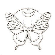 201 Stainless Steel Pendants, Laser Cut, Butterfly Charm, Stainless Steel Color, 37x39.5x1mm, Hole: 1.4mm(STAS-M318-11P)