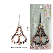 Stainless Steel Scissors, Embroidery Scissors, Sewing Scissors, with Zinc Alloy Handle, Red Copper & Stainless steel Color, 128x62mm(PW-WG54771-07)