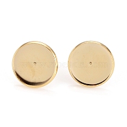 304 Stainless Steel Stud Earring Settings, Flat Round, Real 18K Gold Plated, Tray: 16mm, 18x2mm, Pin: 0.9mm(X-STAS-H436-20F-G)