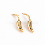 Brass Peg Bails, for Half Drilled Beads, Nickel Free, Pepper, Real 18K Gold Plated, 12.5x4.5mm, Pin: 0.8mm(KK-S356-260-NF)