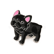 Dog Enamel Pin with Brass Butterfly Clutches, Alloy Badge for Backpack Clothing, Bulldog Pattern, 23x24.5x10mm, Pin: 1.1mm(JEWB-A006-01G)