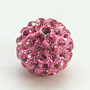 Polymer Clay Rhinestone Beads, Pave Disco Ball Beads, Grade A, Round, PP15, Rose, 14mm, Hole: 1.5mm(X-RB-C1438-14mm-A23)