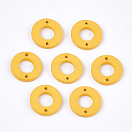 Painted Poplar Wood Links, Donut, Gold, 18x2.5mm, Hole: 1.6mm(WOOD-T021-01G)