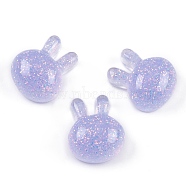 Transparent Epoxy Resin Bunny Decoden Cabochons, Glitter Rabbit, Lavender, 19x16x10mm(CRES-P035-03A)