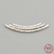 925 Sterling Silver Beads, Tube, Silver, 30x1.5mm, Hole: 1mm(X-STER-S002-03)