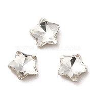 Glass Rhinestone Cabochons, Point Back & Back Plated, Faceted, Star, Crystal, 5x5x2mm(RGLA-P037-02A-001)