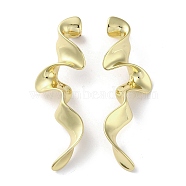 Rack Plating Brass Twist Dangle Stud Earrings, Lead Free & Cadmium Free, Real 18K Gold Plated, 69x22.5mm(EJEW-M237-13G)