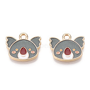 Light Gold Plated Alloy Enamel Charms, Cadmium Free & Lead Free, Koala, Dark Gray, 12.5x14.5x1.5mm, Hole: 2mm(ENAM-T009-79A-RS)