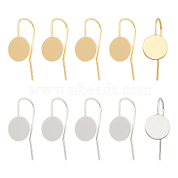 Brass Earring Hooks, Ear Wire, Platinum & Golden, Tray: 10mm, 24x10x0.5mm, 21 Gauge, Pin: 0.7mm, 2 colors, 30pcs/color, 60pcs/box(KK-FH0001-25)