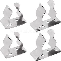 4Pcs 2 Style 304 Stainless Steel Boat Hook Spring Clamp, Holder Bracket Clip, Stainless Steel Color, 55x50x18mm, 40x35x19mm, Hole: 4mm, 2pcs/style(STAS-FH0001-56)