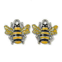 Alloy Enamel Pendants, Bees, Platinum, Yellow, 18x17x3mm(ENAM-P134-1A)